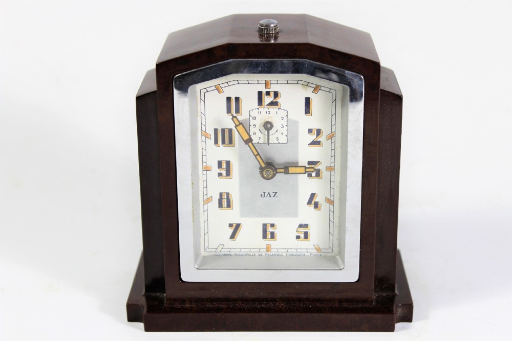 Jaz French art deco bakelite alarm clock made c.1930