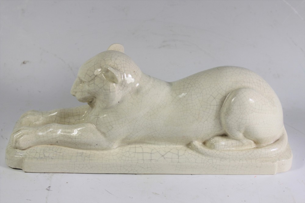 French Art Deco Craquele Panther c1920
