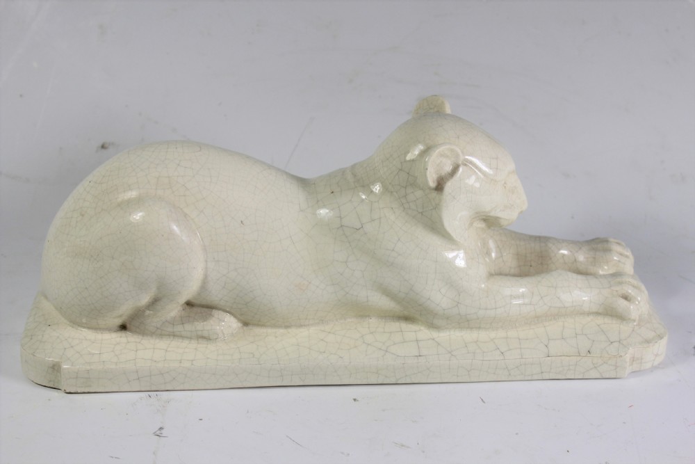 French Art Deco Craquele Panther c1920 View II