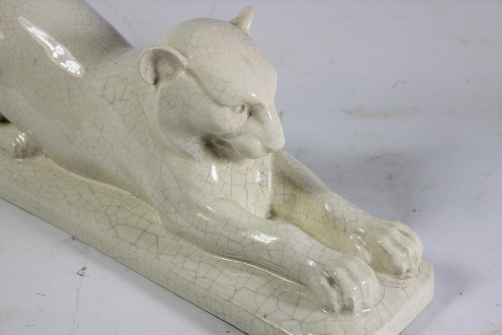 French Art Deco Craquele Panther c1920 View III
