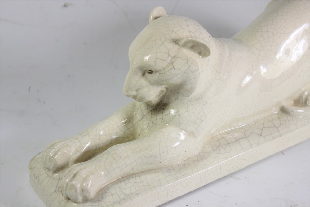 French Art Deco Craquele Panther c1920 View IV
