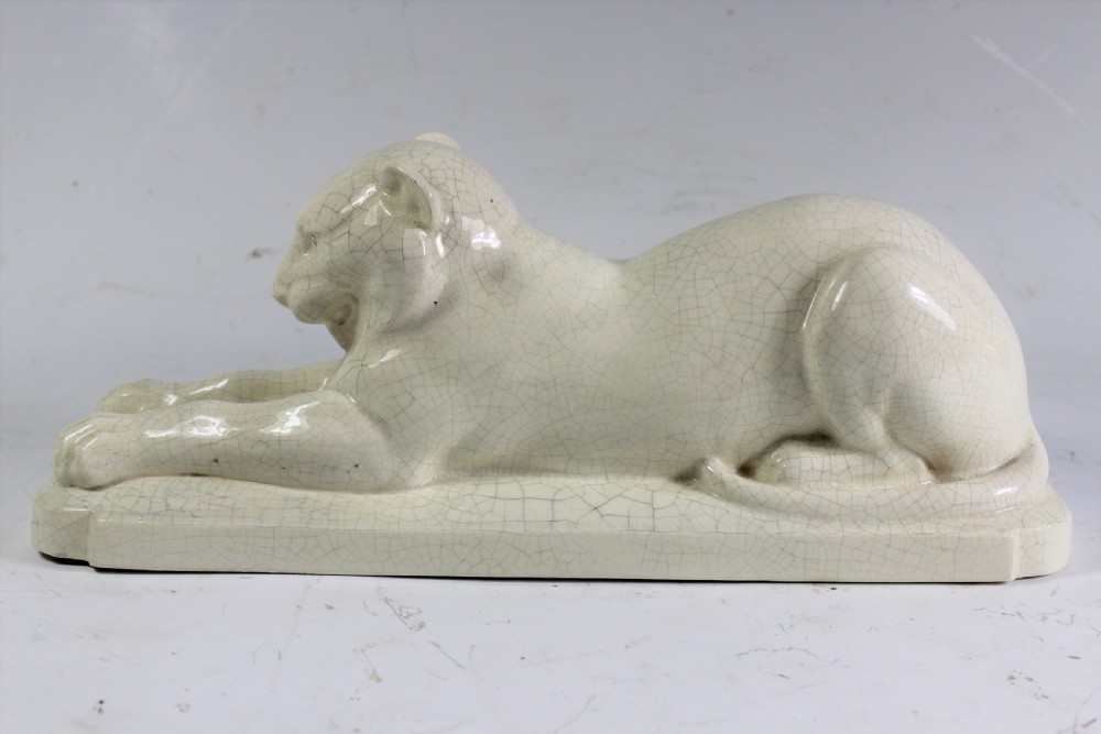 French Art Deco Craquele Panther c1920 View VI