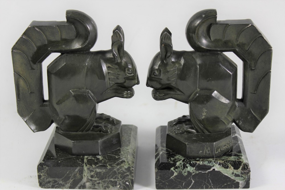 Le Verrier, Pair of Squirrel Bookends c.1930