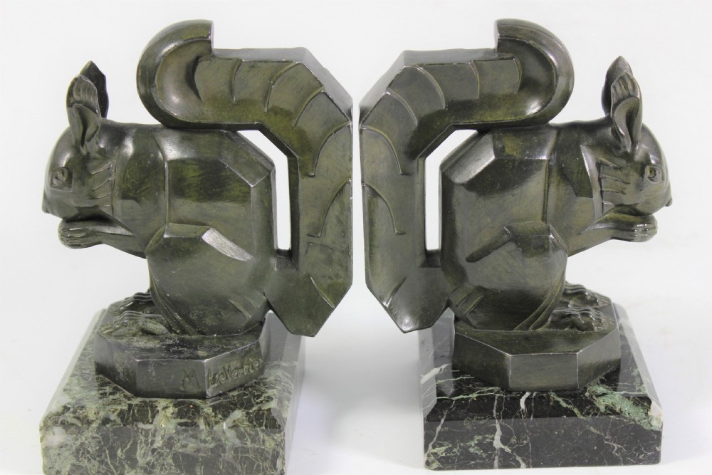 Le Verrier, Pair of Squirrel Bookends c.1930 View II
