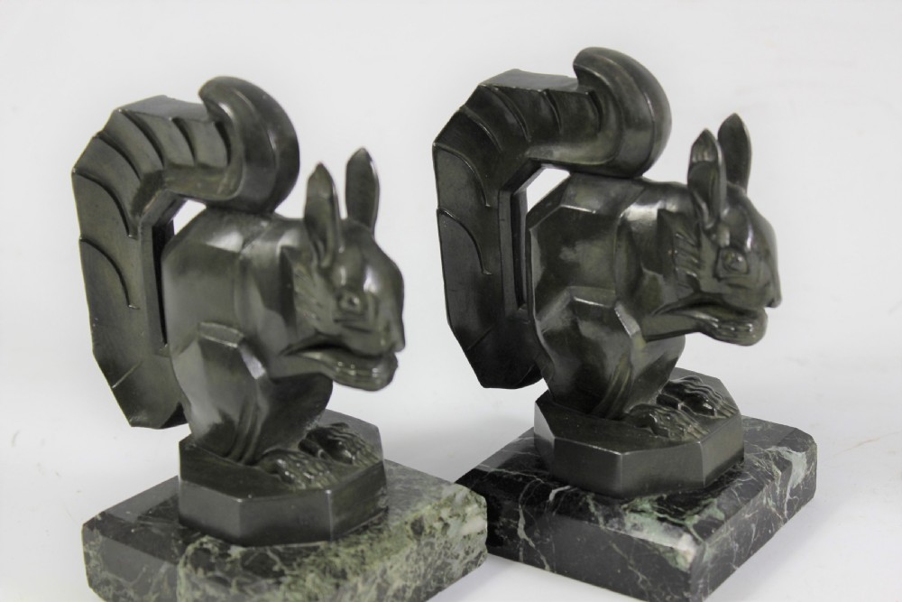 Le Verrier, Pair of Squirrel Bookends c.1930 View V