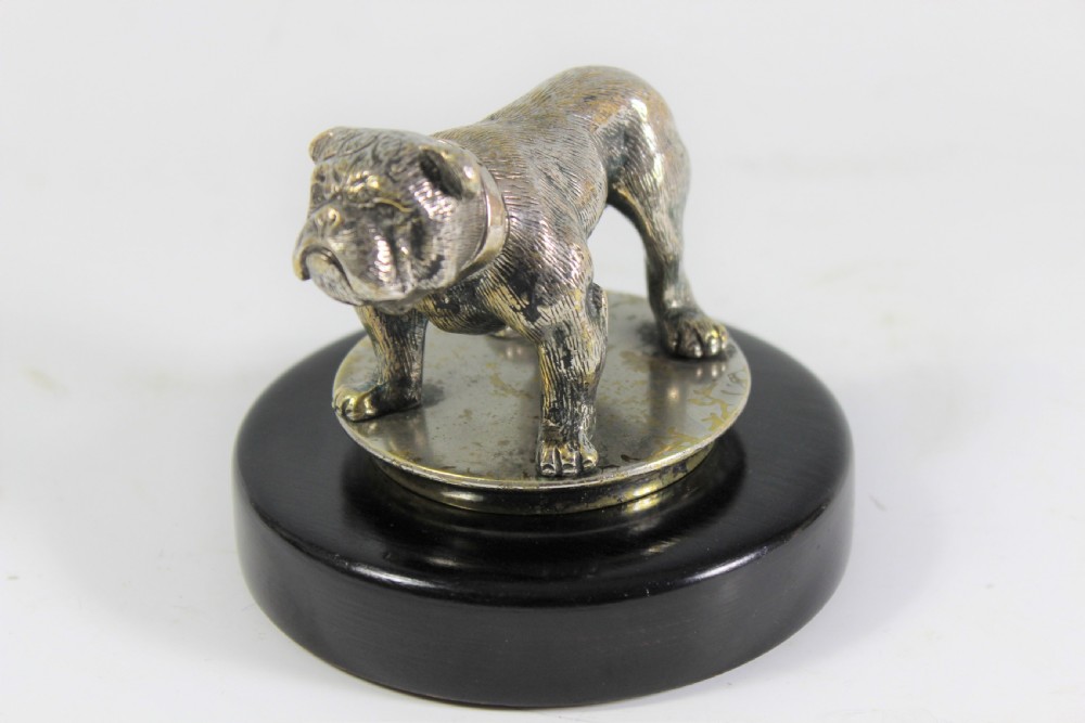 English art deco Silver Plated Bronze Bulldog car mascot c.1930 View II