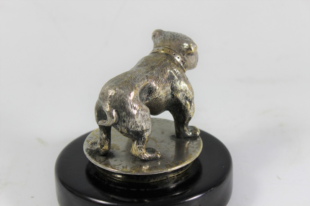 English art deco Silver Plated Bronze Bulldog car mascot c.1930 View IV