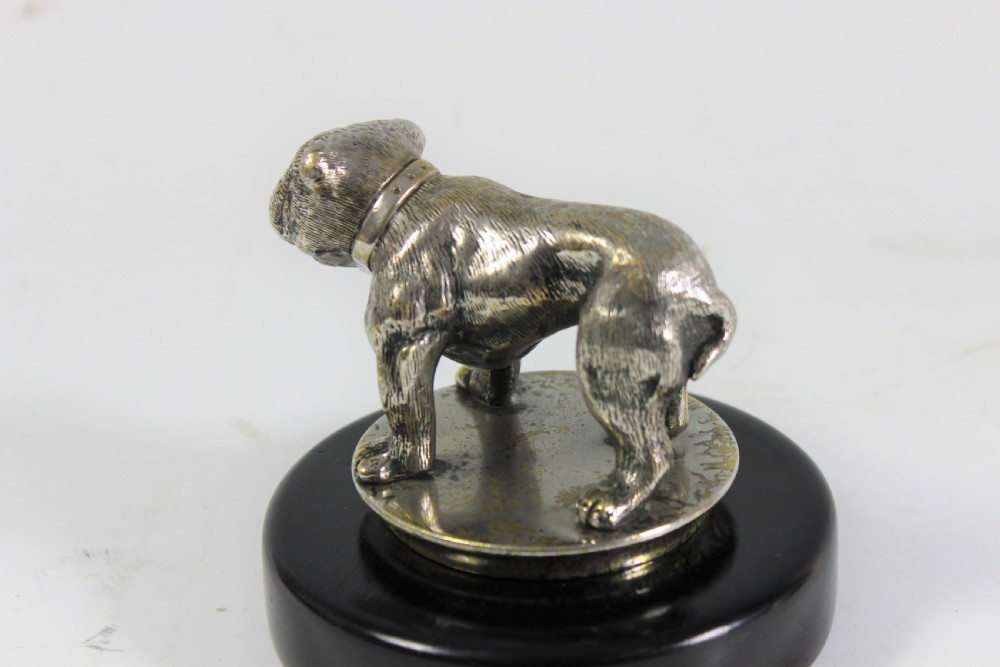 English art deco Silver Plated Bronze Bulldog car mascot c.1930 View V