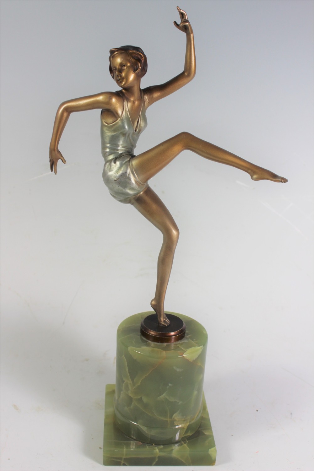 Joseph Lorenzl, Austrian Art Deco 43cm Bronze of a Dancing Girl in Shorts c.1930