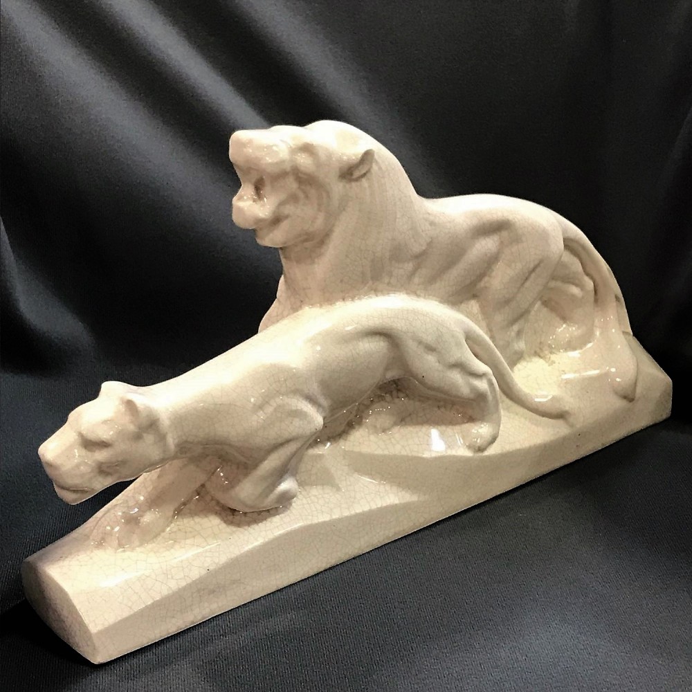 Francois Pair of Art Deco Lions c.1920