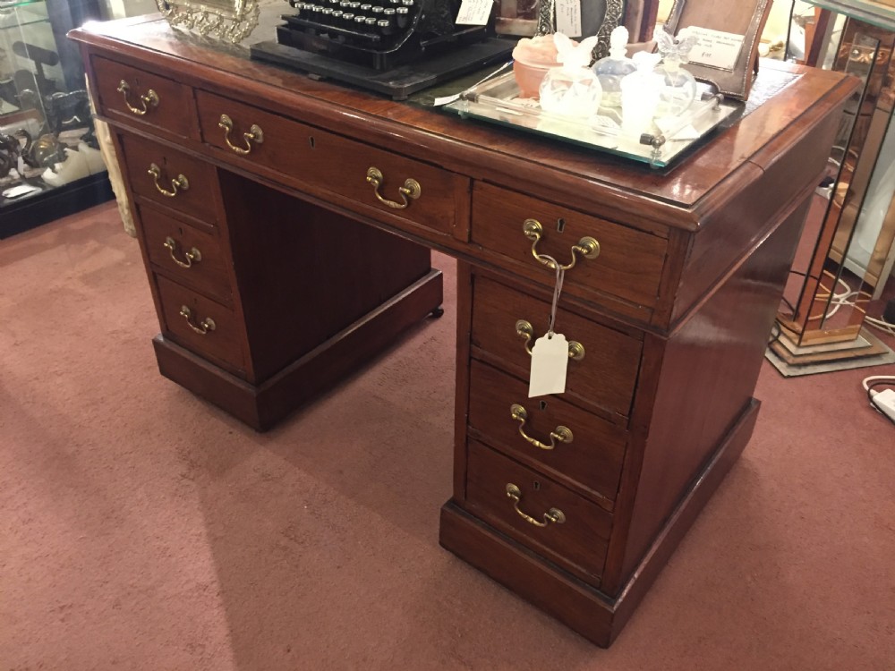 Compact Knee Hole Edwardian Office Desk c.1910 View V