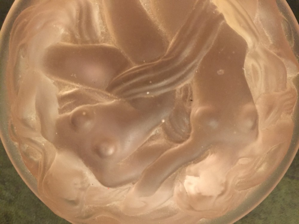 Pink French Art Deco Powder Dish with Nymphs c.1930 View III