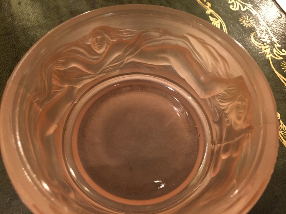 Pink French Art Deco Powder Dish with Nymphs c.1930 View VI