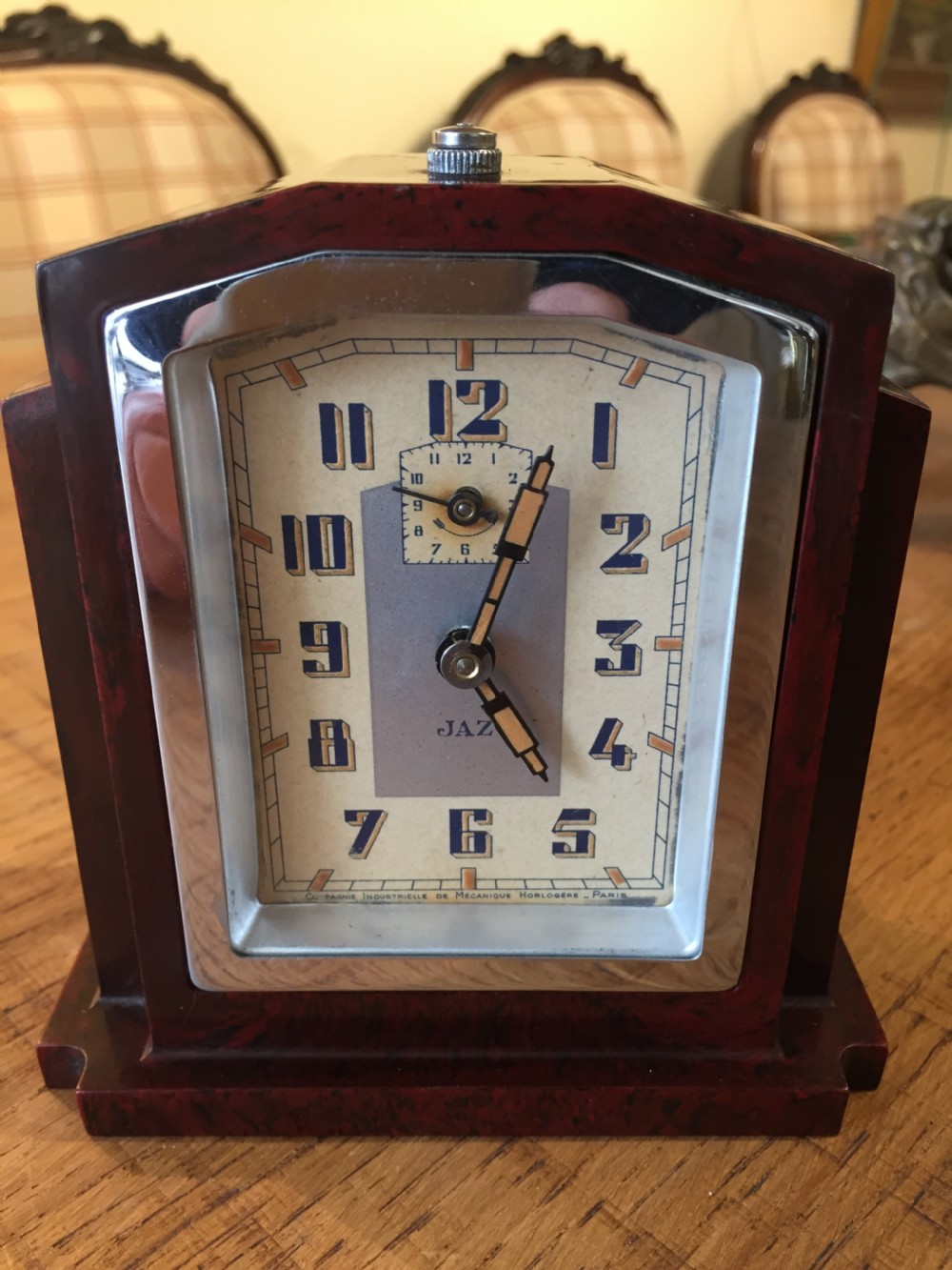 Jaz French art deco bakelite alarm clock made c.1930