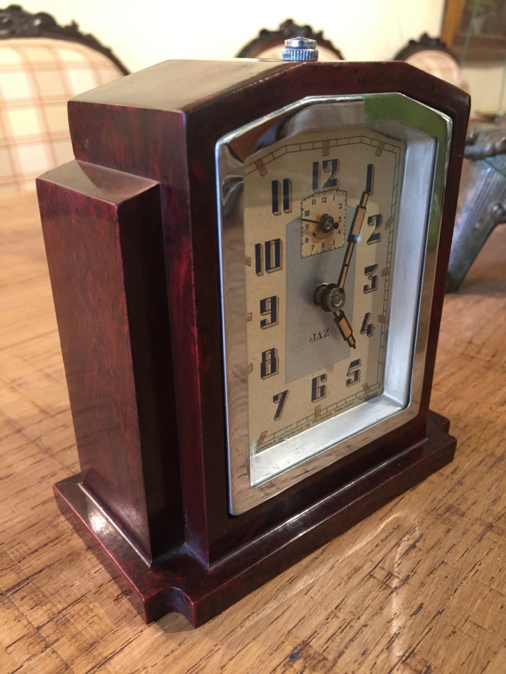 Jaz French art deco bakelite alarm clock made c.1930 View IV