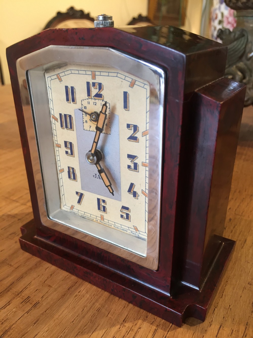 Jaz French art deco bakelite alarm clock made c.1930 View V