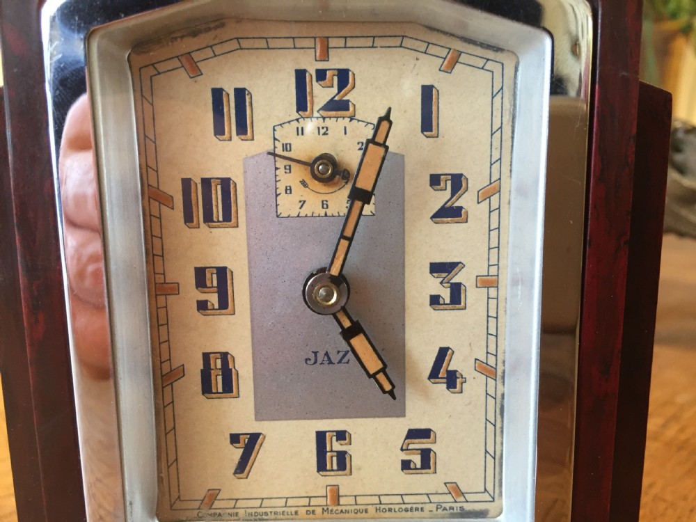 Jaz French art deco bakelite alarm clock made c.1930 View VI