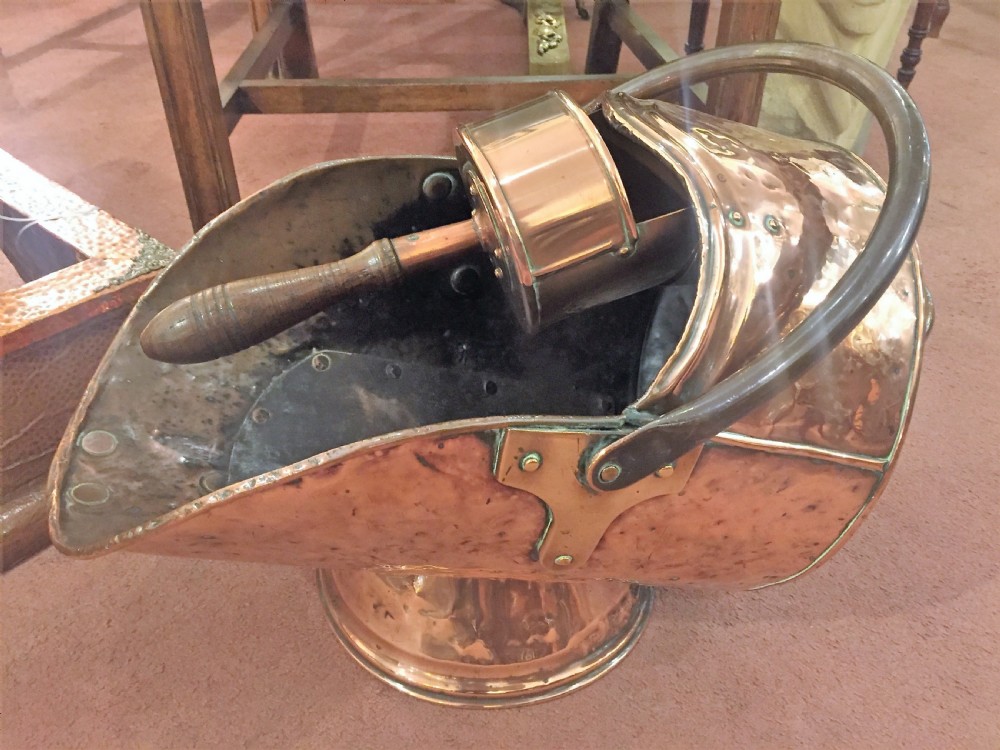 Late regency Hammered Copper Coal Scuttle .1850