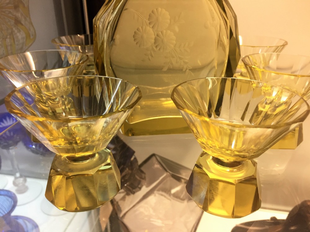 Bohemian Art Deco Decanter with 6 Glasses c.1930 View IV