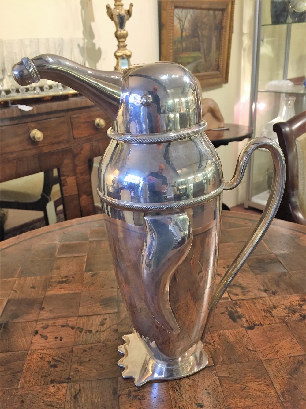 Original Art Deco Silver Plated Penguin Cocktail Shaker c.1930