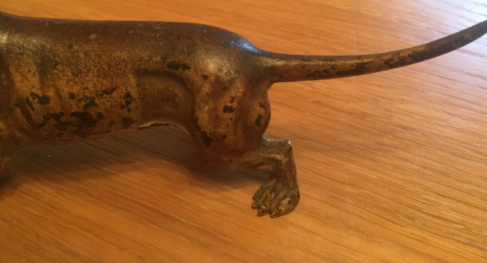 Large Austrian Cold Painted Bronze Dachshund Dog 'Gezschutzt' c.1910 View VII