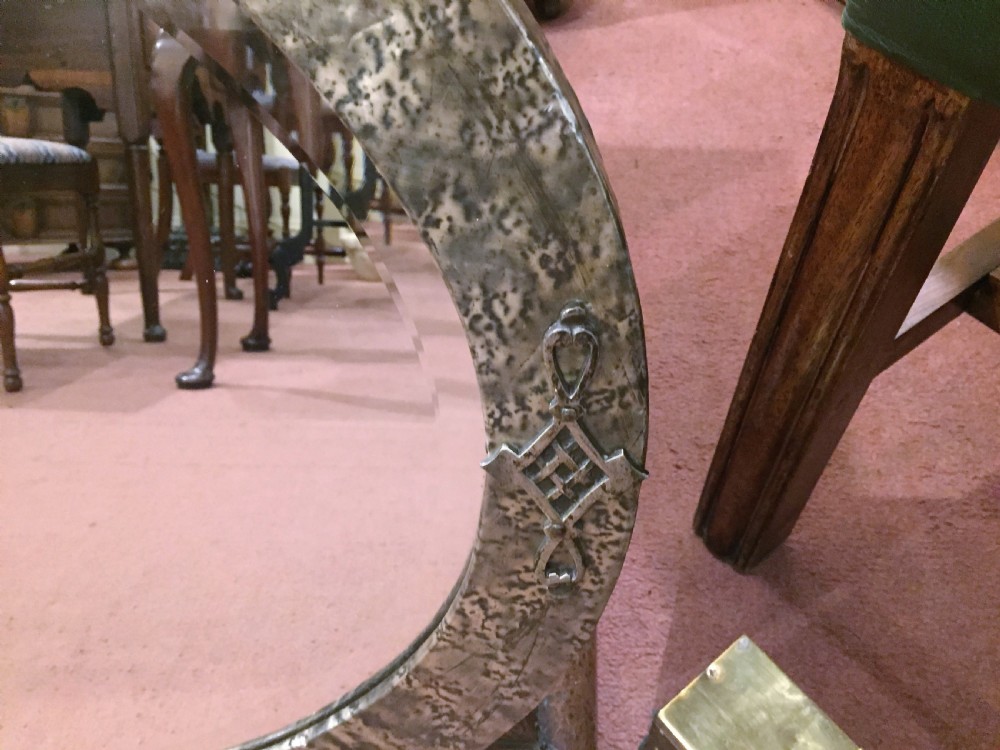 Arts & Crafts Hammered Pewter Mirror c.1910 View II