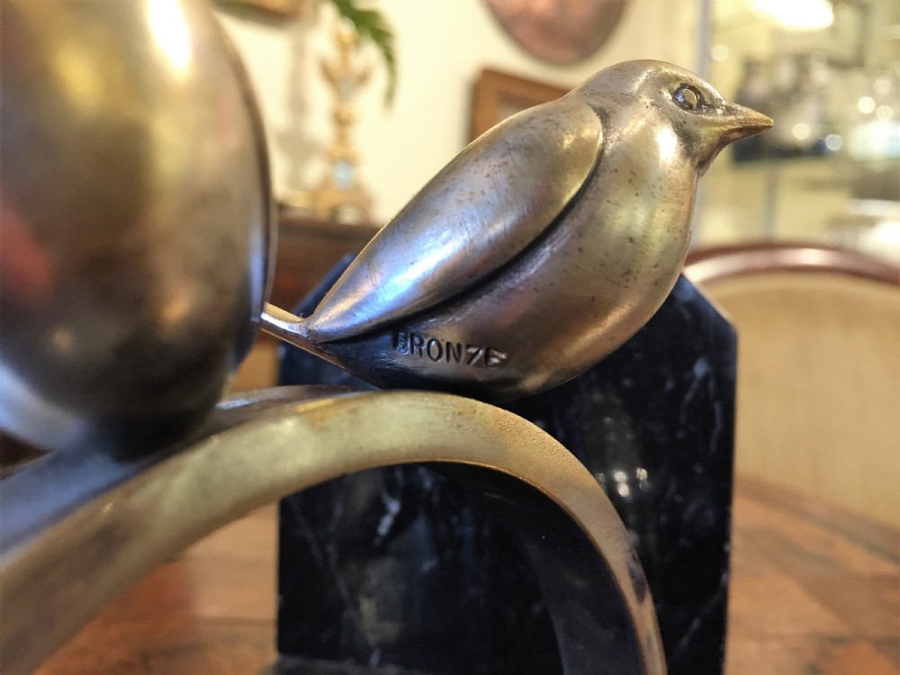 Original Pair of French bronze Songbird bookends c.1930 View V