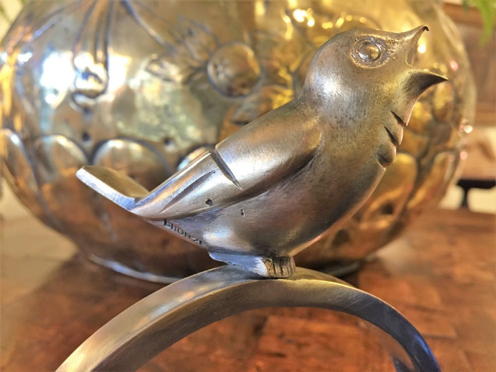 Original Pair of French bronze Songbird bookends c.1930 View VI
