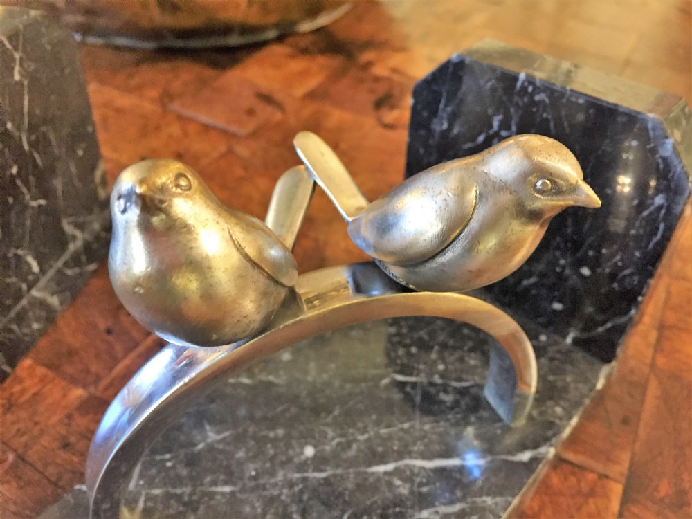 Original Pair of French bronze Songbird bookends c.1930 View VII