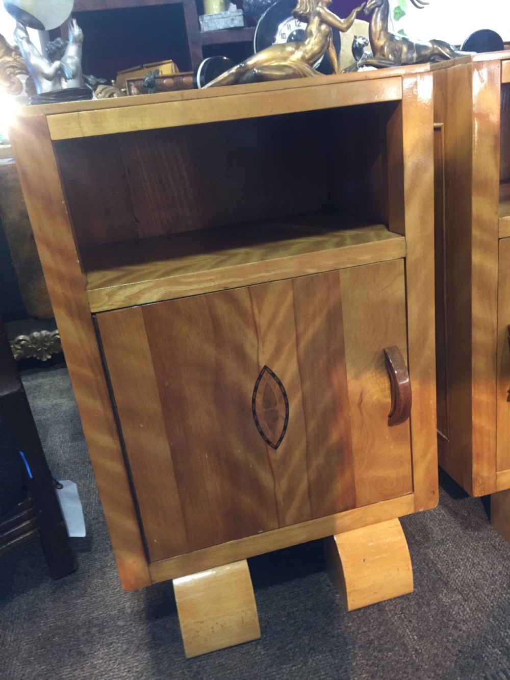 Fine Pair of Art Deco Maple Bedside Cabinets c.1930 View VI