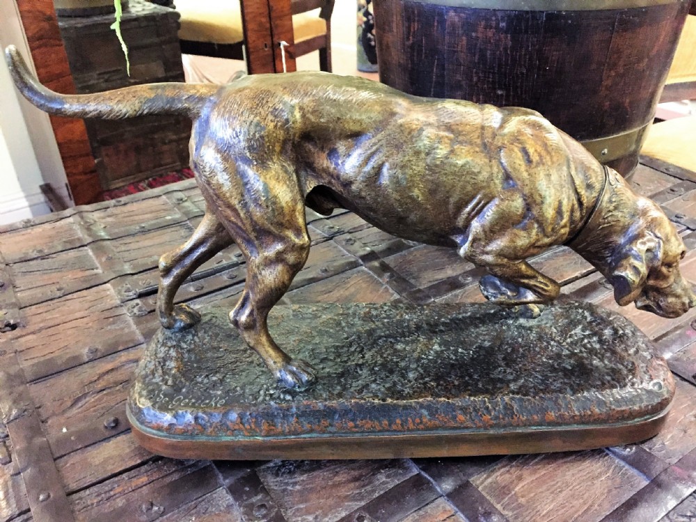 A De Gericke Large French Bronze Hunting Hound c.1880