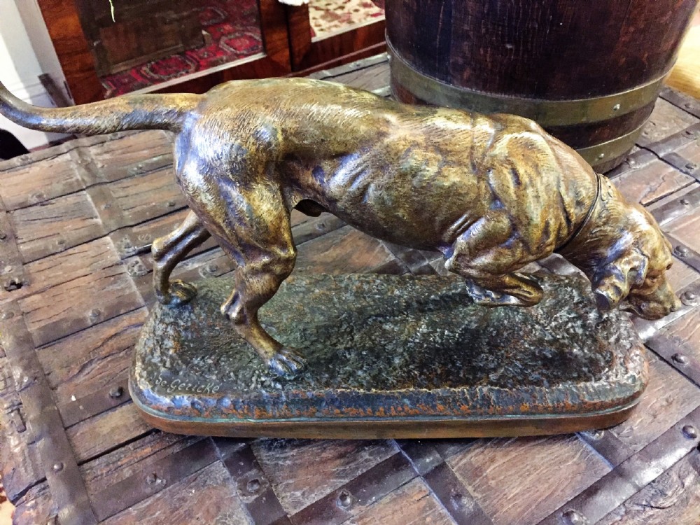 A De Gericke Large French Bronze Hunting Hound c.1880 View III