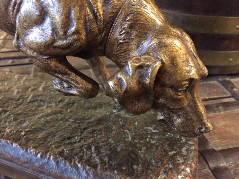 A De Gericke Large French Bronze Hunting Hound c.1880 View V