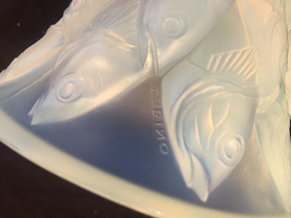 Sabino French Art Deco Opalescent Glass Fish Vase c.1930 View V