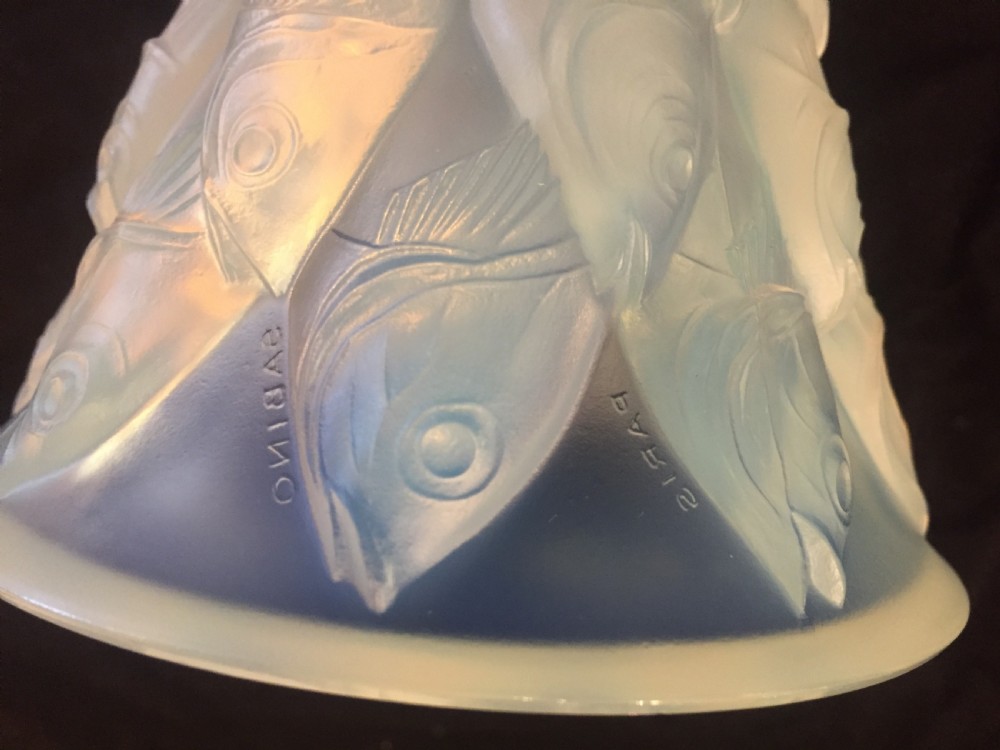 Sabino French Art Deco Opalescent Glass Fish Vase c.1930 View VII