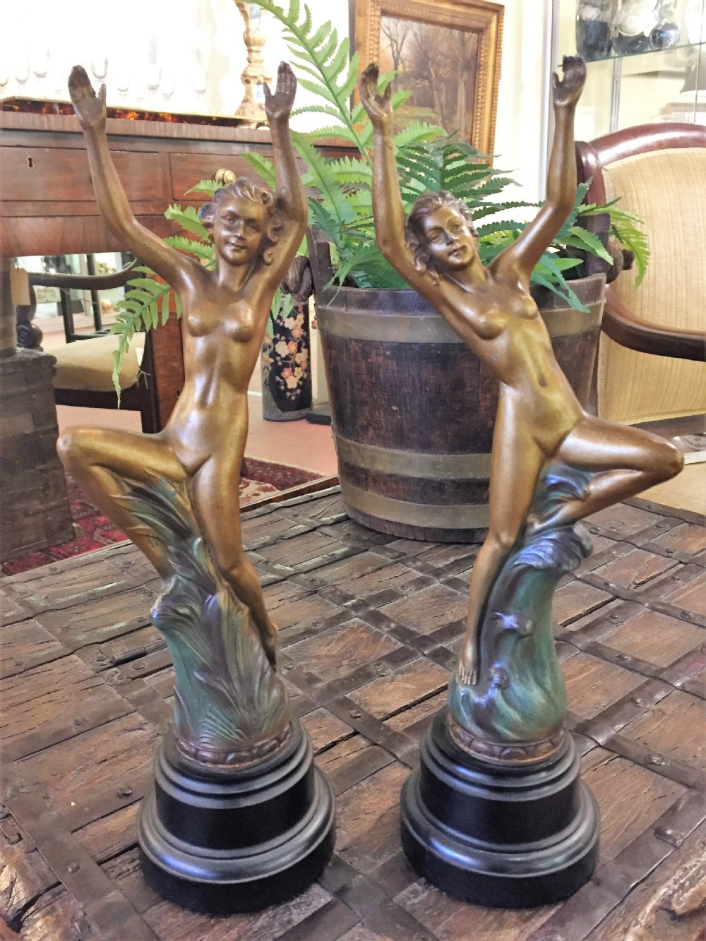 Pair of Art Deco Nude Female Dancers c.1930