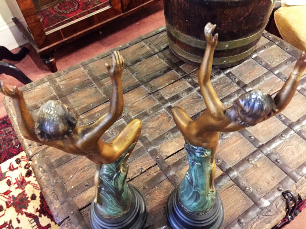 Pair of Art Deco Nude Female Dancers c.1930 View VI