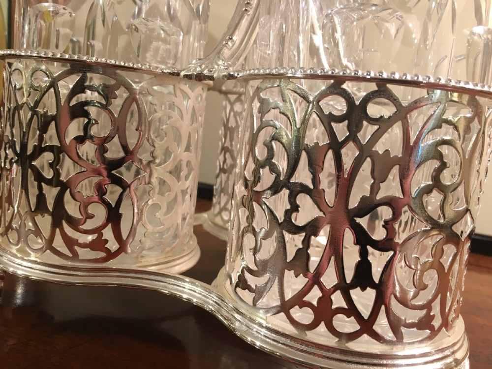 Elegant Three Bottle Wine Decanter Tantalus with Matching Decanters 19th Century View III