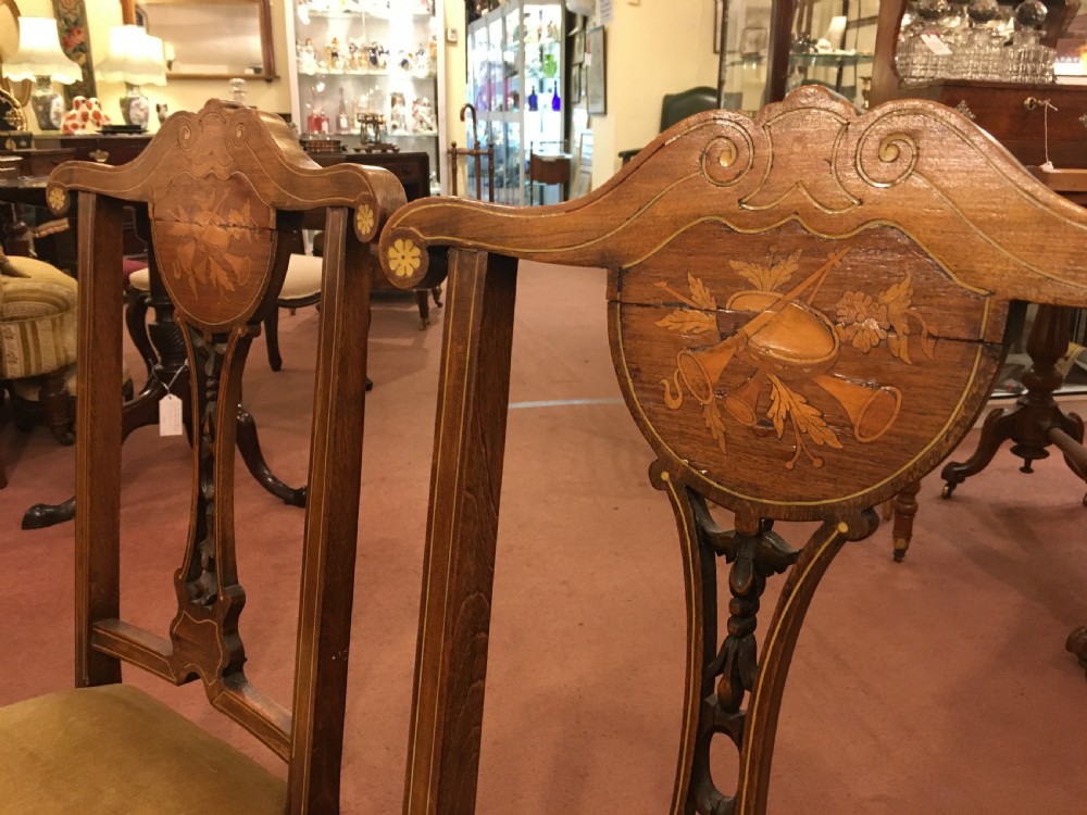 Edwardian Decorative Marquetry Inlaid Side or Salon/Childs Chairs Early 20th Century View V
