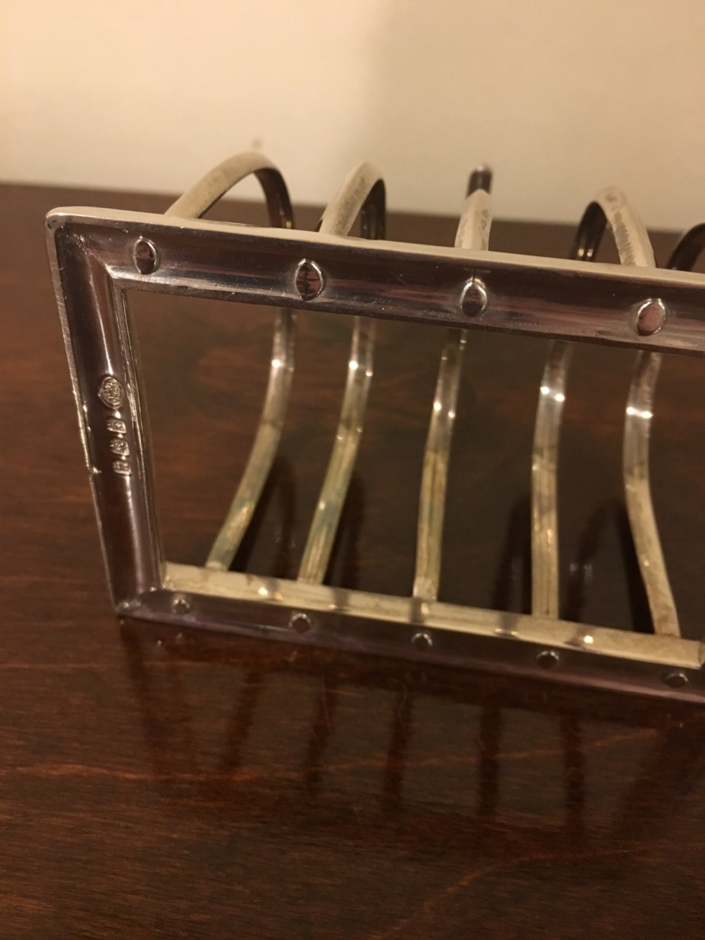 Silver five-bar Toast Rack by Hukin & Heath 1912 View II