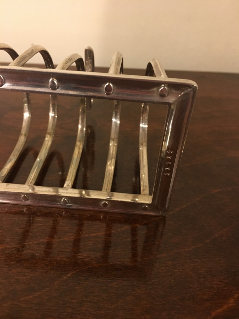 Silver five-bar Toast Rack by Hukin & Heath 1912 View III