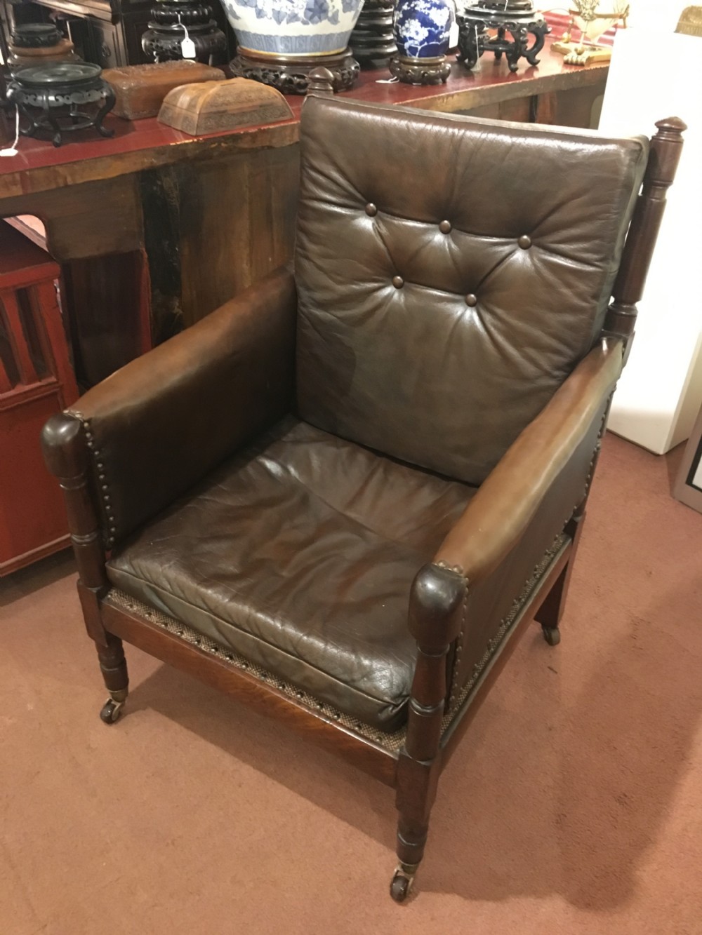 Mahogany Chair with Leather Pad 19th Century  View II