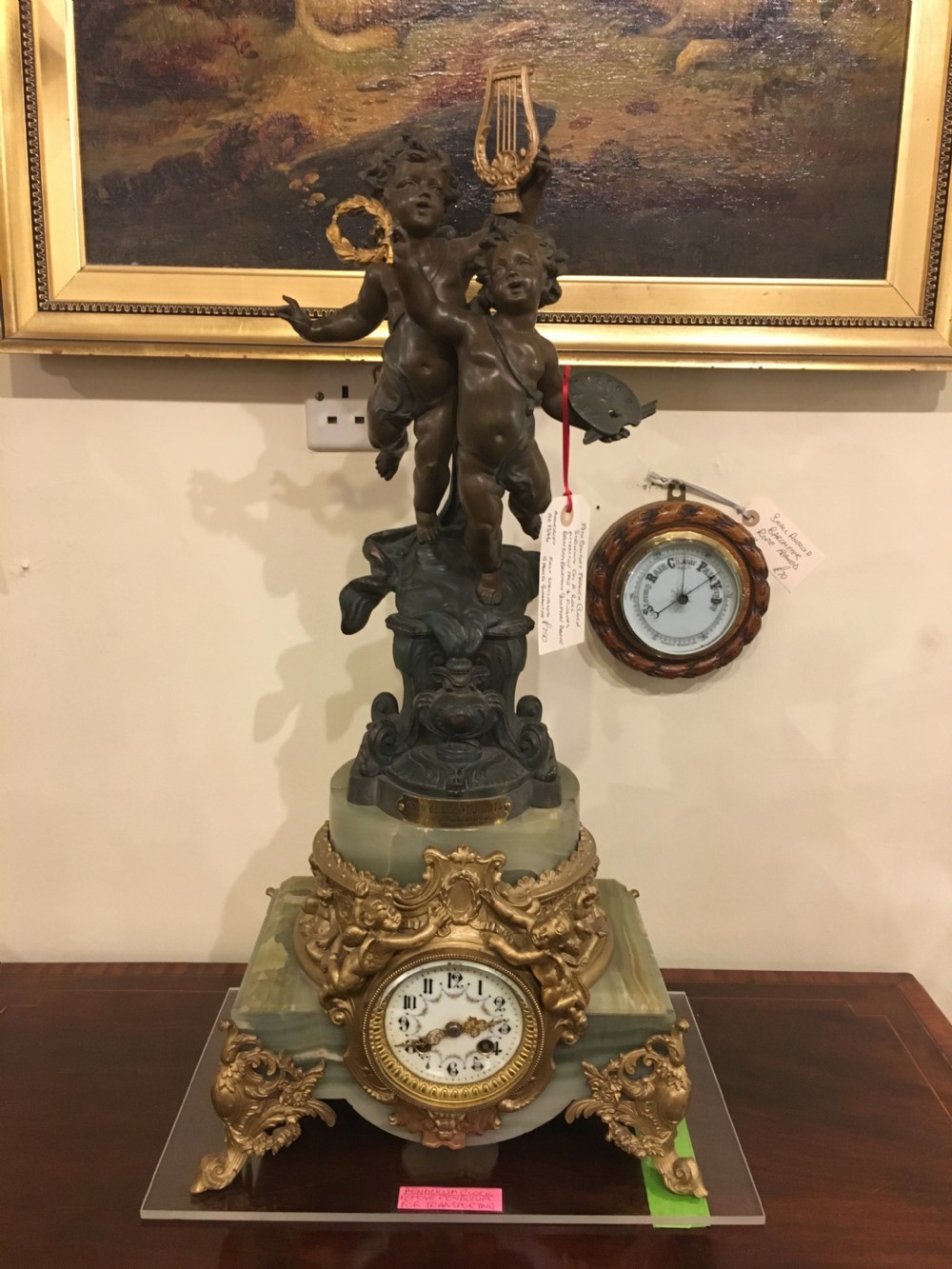 French Clock Striking on a Bell, Attractive Face and Fingers Bronzed Bruchon Sculpture