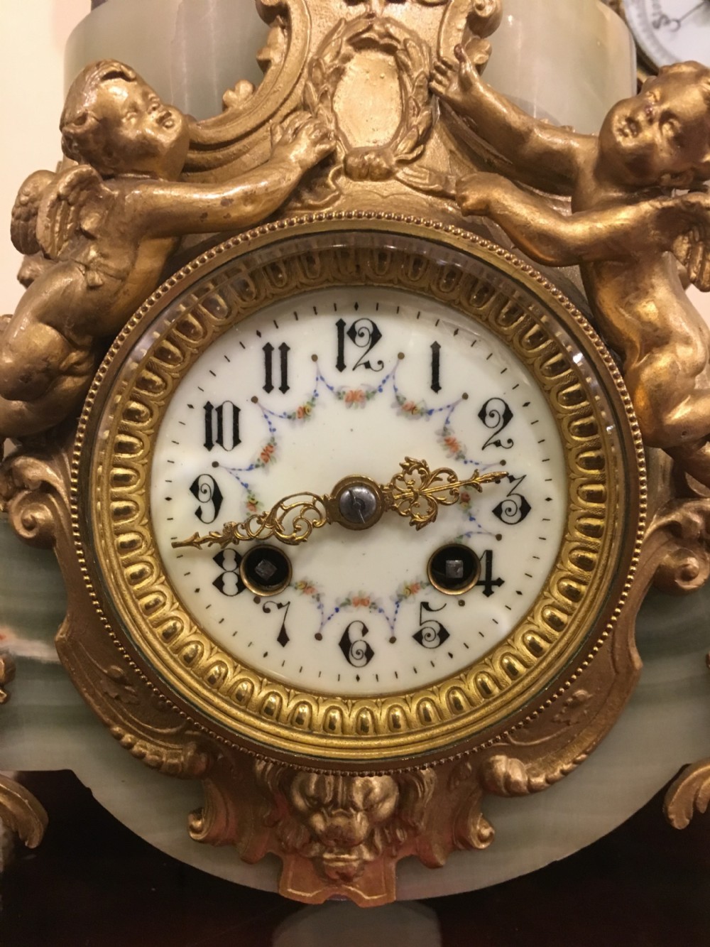 French Clock Striking on a Bell, Attractive Face and Fingers Bronzed Bruchon Sculpture View VII