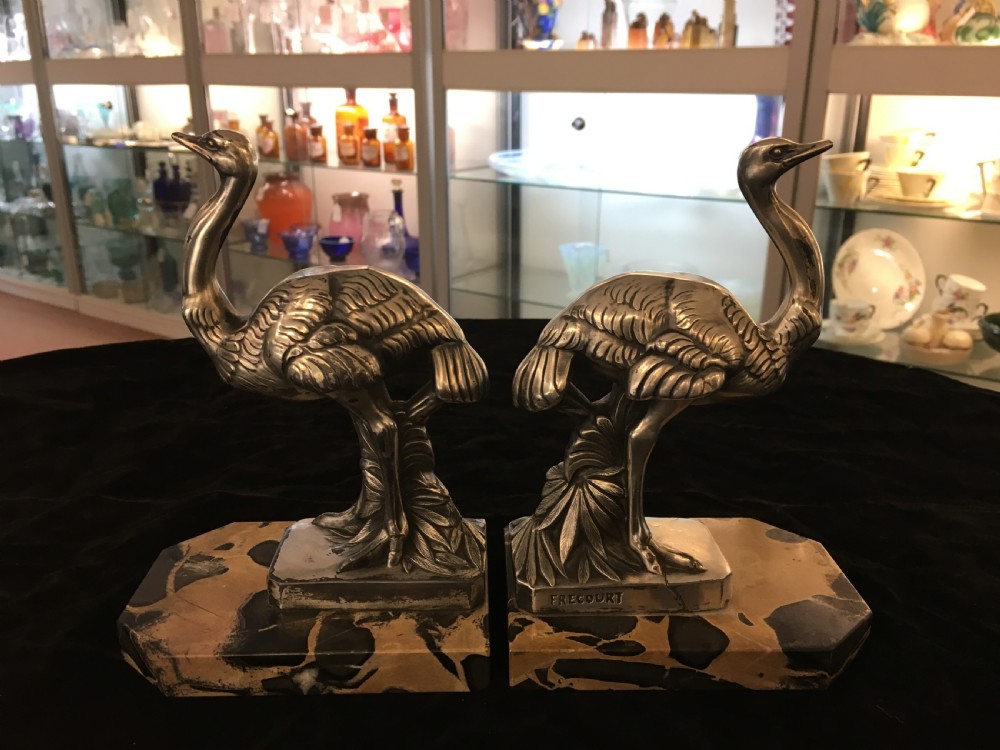 Art Deco Ostrich Bookends by Maurice Frecourt 1925