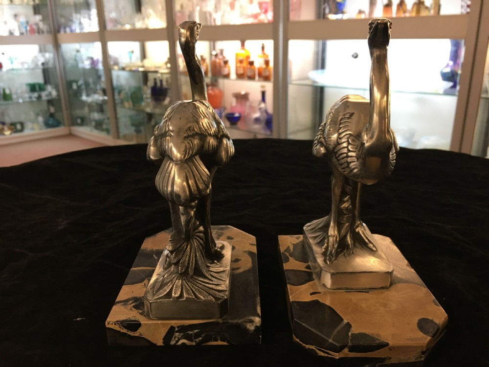 Art Deco Ostrich Bookends by Maurice Frecourt 1925 View II