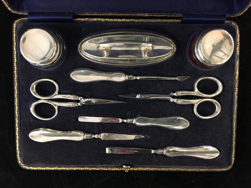 Nine Piece Hallmarked Silver Manicure Set 1923 View II