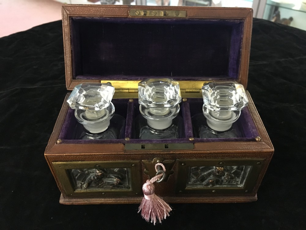 Three Bottle Cologne Tantalus 19th Century