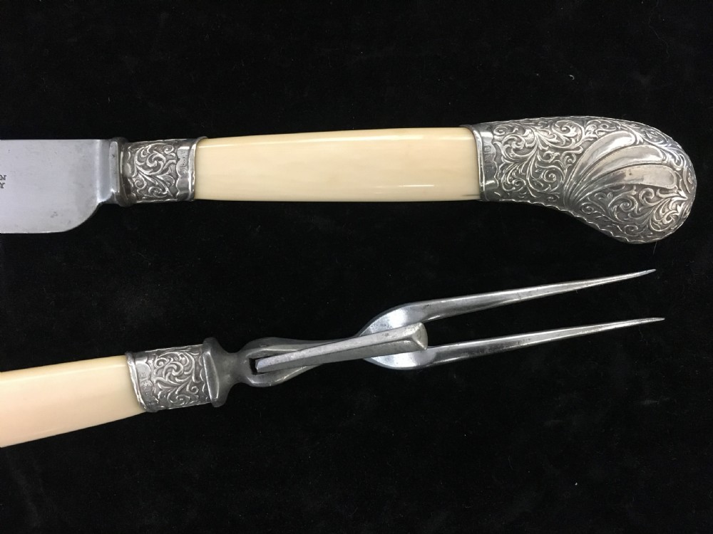 Hallmarked Silver Mounted, 4 Piece Presentation Carving Set c1890 View V