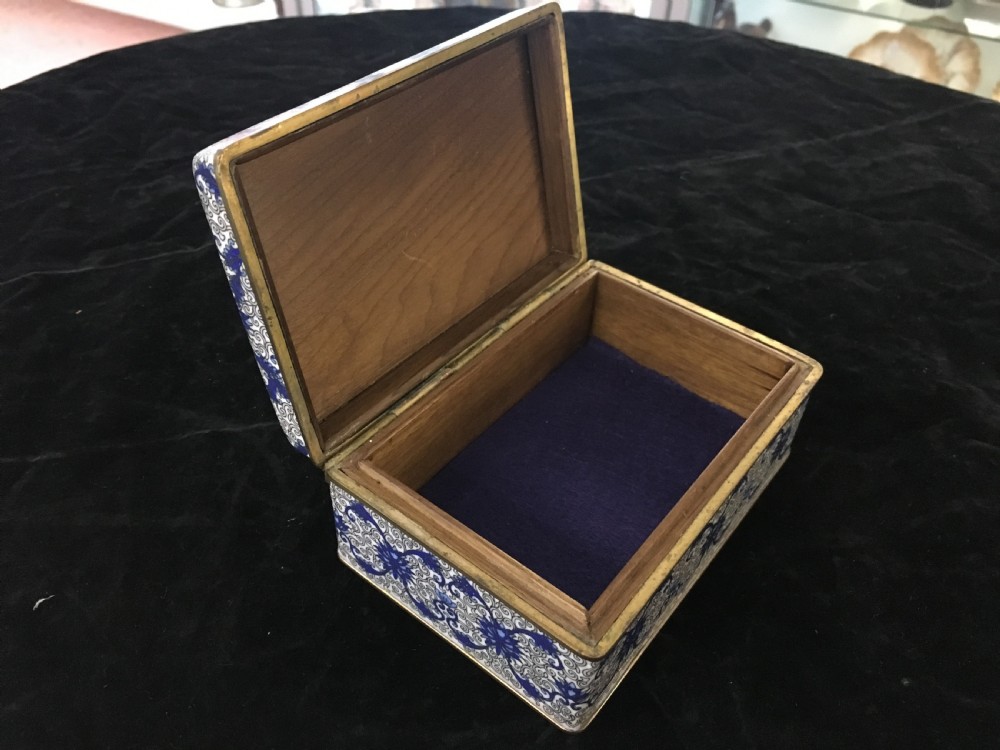 Japanese Cloisonne Wooden Lined Box early 20th Century View II